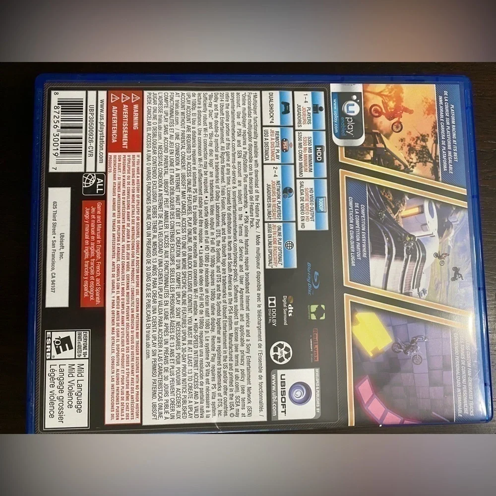 PS4 Trials Fusion Video Game (Sony PlayStation 4, 2014) Rated E10+